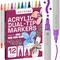 ARTISTRO 12 Colors Acrylic Paint Pens, Acrylic Paint Markers Dual Tip (Fine 1mm + Dot 5mm), Acrylic Markers for Fabric, Canvas, Rock, Glass, Wood, Paper, DIY, Paint Markers for Kids and Adults